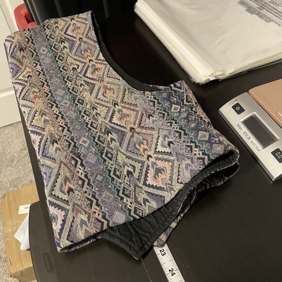 Vintage Bar N None Womens Vest XL Aztec Tapestry Cropped Open Southwestern FLAW - Picture 7 of 8